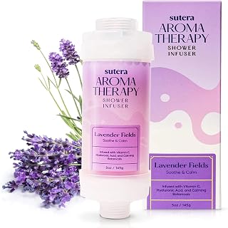 Sutera Shower Infuser - Vitamin C Shower Head Filter, Hard Water Softener, Chlorine & Fluoride Shower Filter, Water Purifying Filtered Shower Head with Beads, Helps Dry Skin & Hair Loss (Lavender)