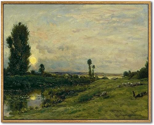 Miniatura 41 de Lienzo de paisaje de granja, arte de pared retro de paisaje natural, marco de bosque, pósteres de campo vintage, pintura de bosque verde, cuadros de