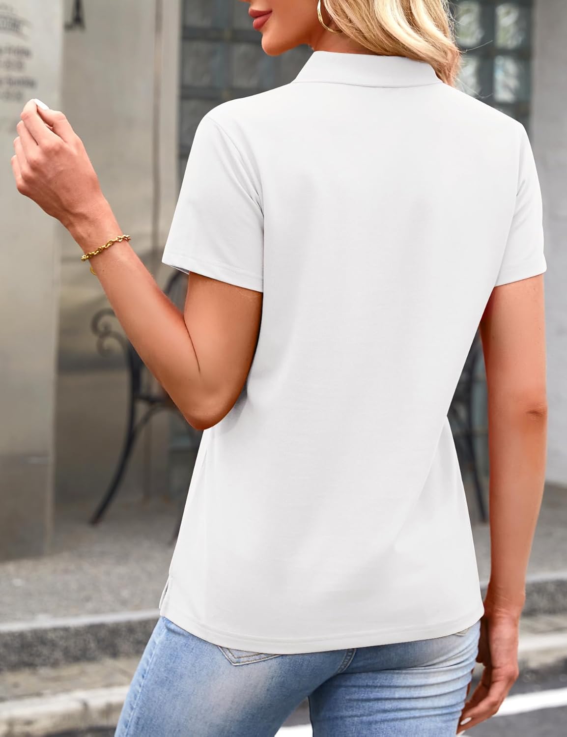YUCOLEN Women's Polo Shirts Short Sleeve V Neck Business Casual Tops Collared Cotton Golf Polos Work Summer Tees - Image 6