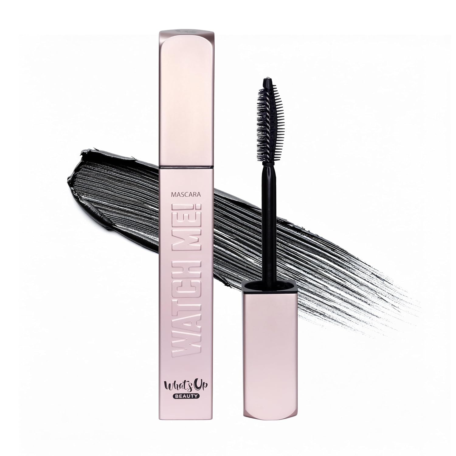 Whats Up Beauty - Watch Me! Black Volumizing and Lengthening Mascara with Peptide and Vitamin B5 Clean Made in Italy Cruelty Free Eye Lashes Makeup