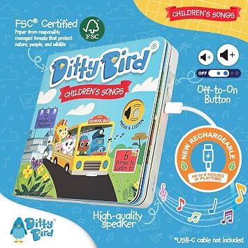 DITTY BIRD Baby Sound Toy: Children's Songs. Perfect Toys for 1 Year Old boy and 1 Year Old Girl Gifts. Educational Sound books for Toddlers 1-3. Award-Winning!