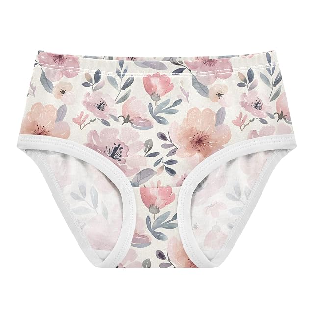 ALAZA Toddler Girls Cotton Hipster Underwear Soft Sweet Flower Watercolor 2 Pack 2T