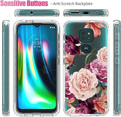 Miniatura 5 de Funda para Moto G9 PlayMoto E7 PlusMoto G9 con protector de pantalla de vidrio templado, cuerpo completo transparente con protección de diseño