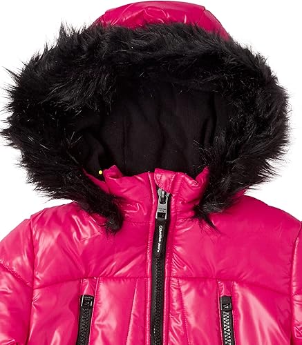 Miniatura 2 de Calvin Klein Girls' Hooded Winter Puffer Jacket, Full-Length Heavy Weight Coat with Fleece Lining