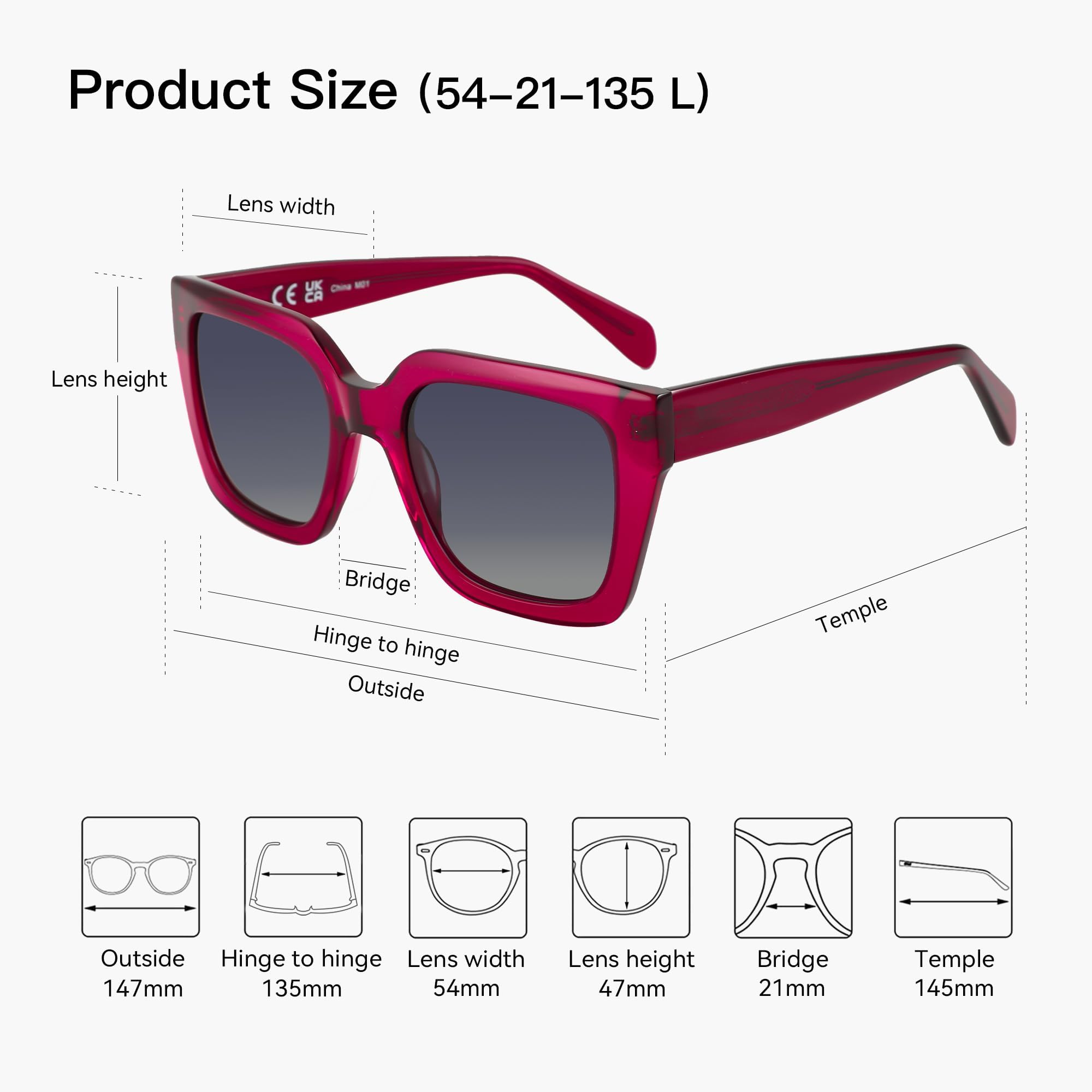 Occhiali da sole UV400 da donna con lenti polarizzate retrò