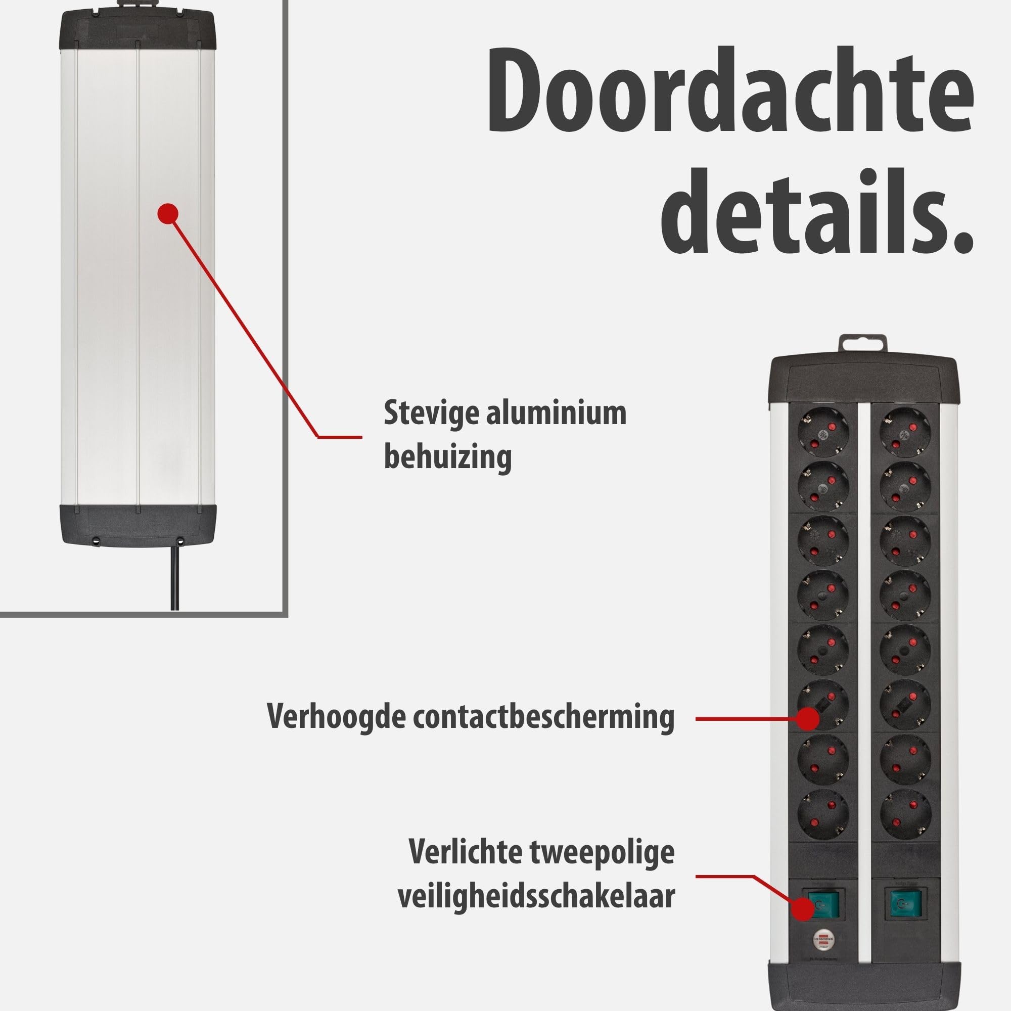 Brennenstuhl Premium-Alu-Line Techniek stekkerdoos Duo 16-voudig Brennenstuhl Premium-Alu-Line Techniek stekkerdoos Duo 16-voudig
