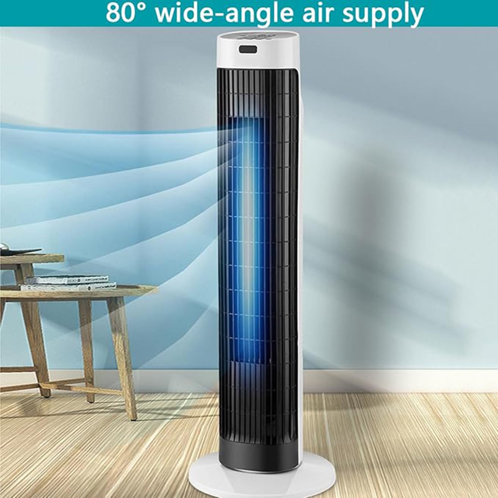 Mobilny klimatyzator, wentylator chłodzący wyparnie z oscylacją 80°, prędkością wiatru 10 m/s, 3 prędkościami i trybami, cichy cyrkulator powietrza do domu, sypialni i biura