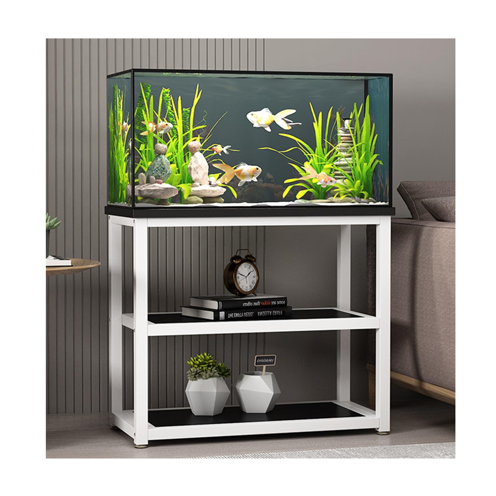 Supporto per Acquario a Doppio Strato in Metallo - Slish rium STO, Adatto per casa e Ufficio - Consente di Risparmiare Spazio per Gli Amanti dei Pesci e Gli acquariofili.