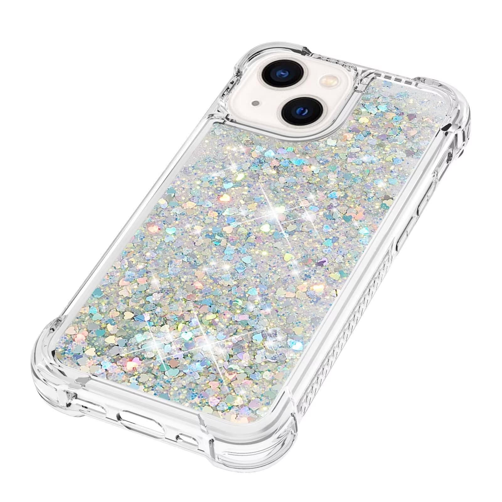 Didan Nadoli Coque iPhone 13 TPU Protecteur Brillant Paillettes Sables Mouvants Transparente Cristal Antichoc Bumper