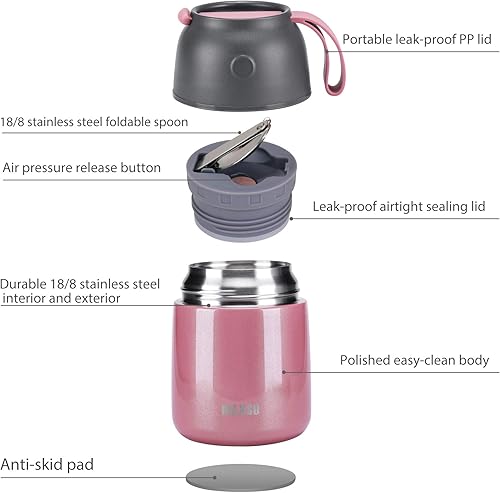 Miniatura 2 de Tarro de comida aislado para alimentos fríos y calientes para niños y adultos, recipientes térmicos de comida caliente de sopa de 17 onzas para el