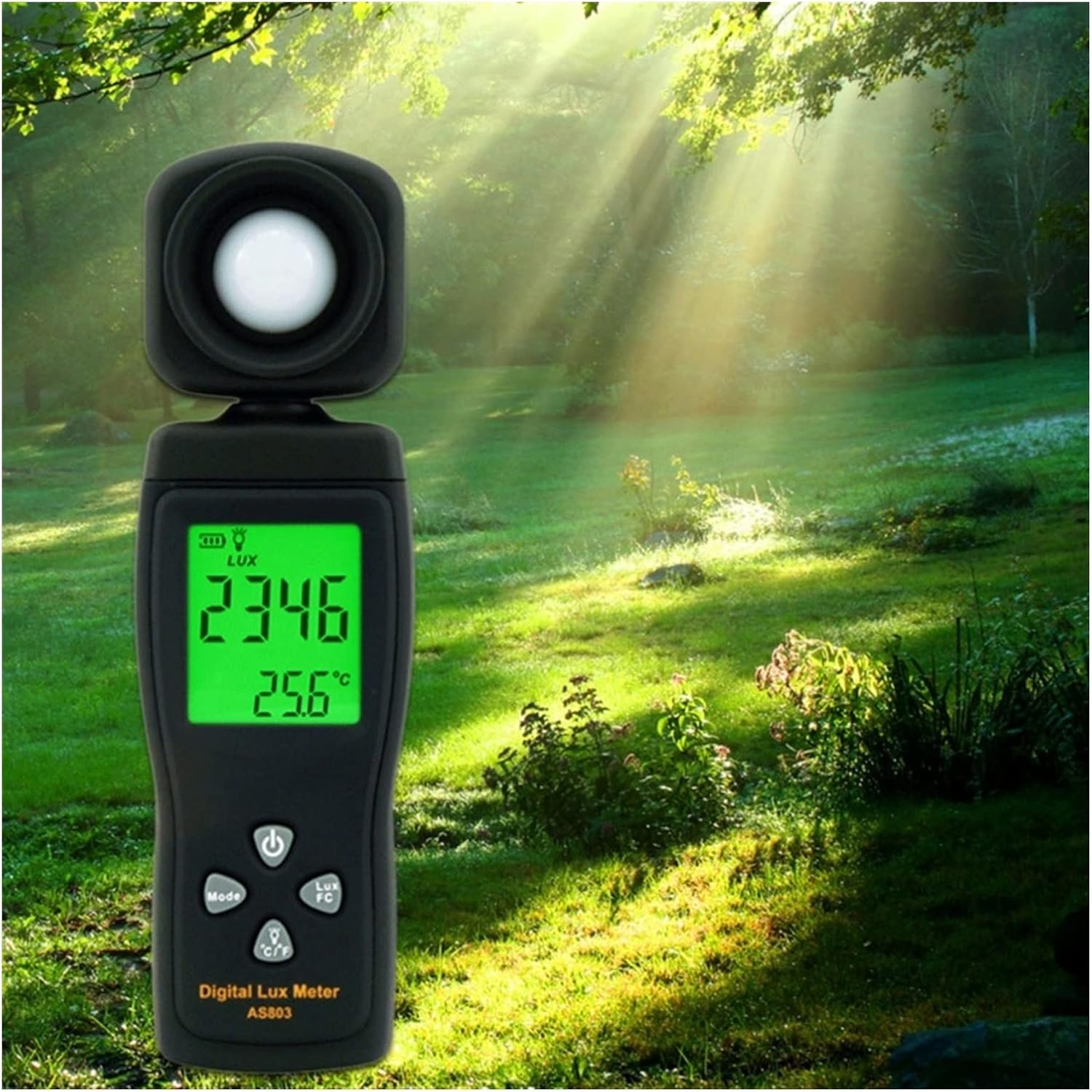Digital Lux Meter Illuminance Meter Light Meter Digital Illuminator Handheld Ambient Temperature Measuring Instrument Ambient Light Sensor Solar Power Detector Digital Photometer
