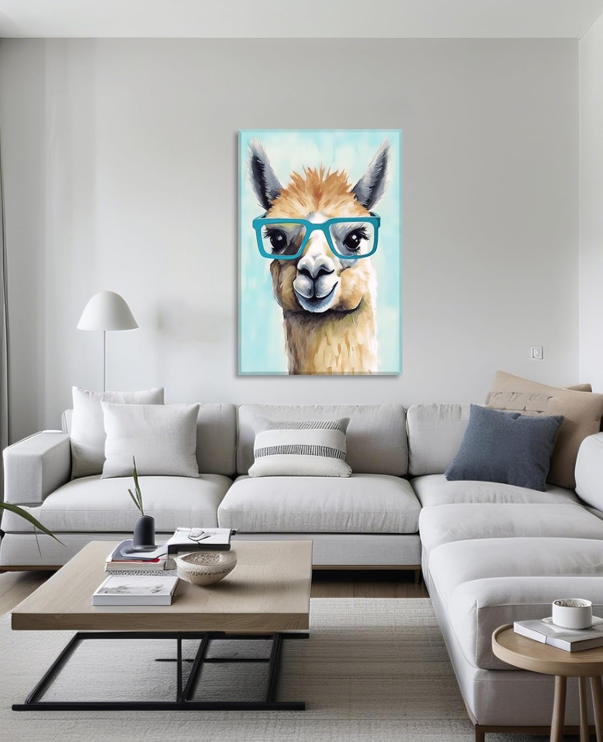 Condition photo showing New/Like New for alpaca canvas wall art nursery wall decor funny animals wearing glasses pictures prints cute camel painting framed artwork for living room bedroom bathroom home decoration - 16.00"x24.00" 24"l x 16"w m - alpaca with glasses