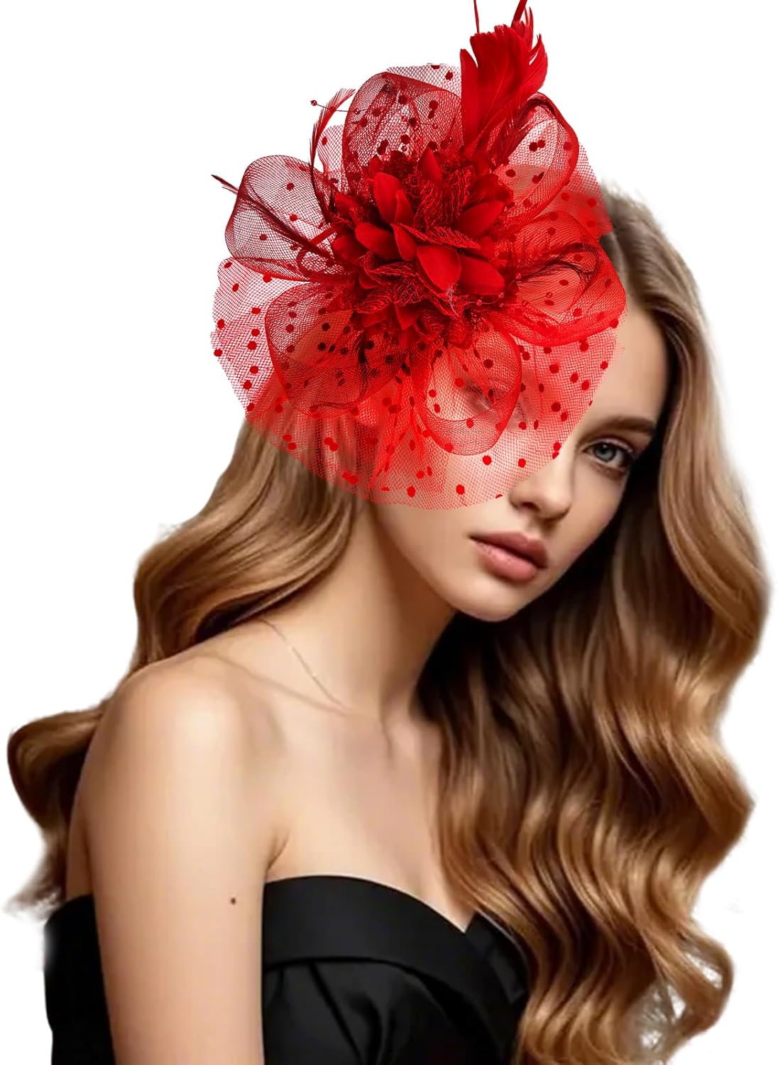 Women Fascinators Flower Mesh Kentucky Church Derby Hat with Headband and Clip for Lady Tea Party Wedding - Image 8