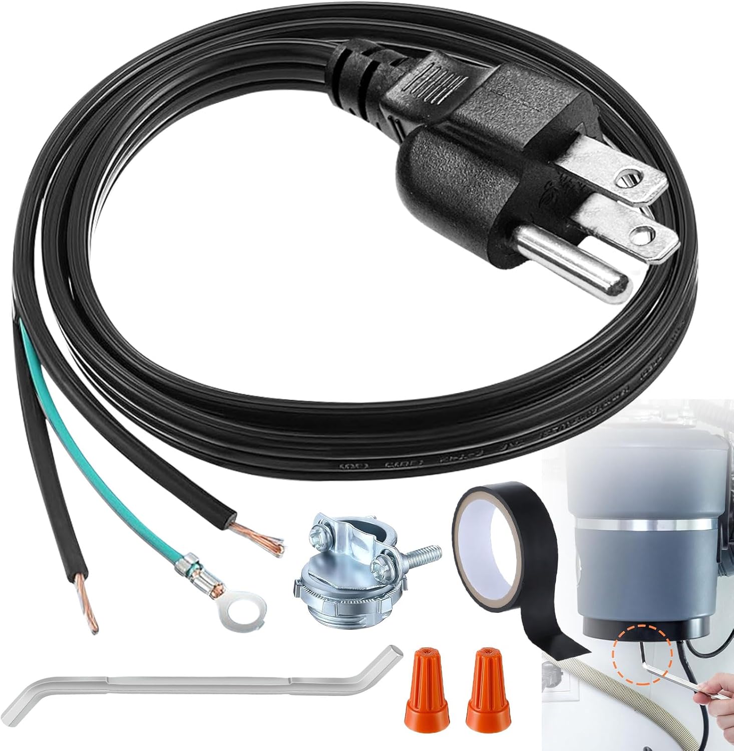 CRD-00 Power Cord Kit for InSinkErator Garbage Disposal | for Insinkerator Power Cord Kit | 3 Feet Garbage Disposal Power Cord Kit