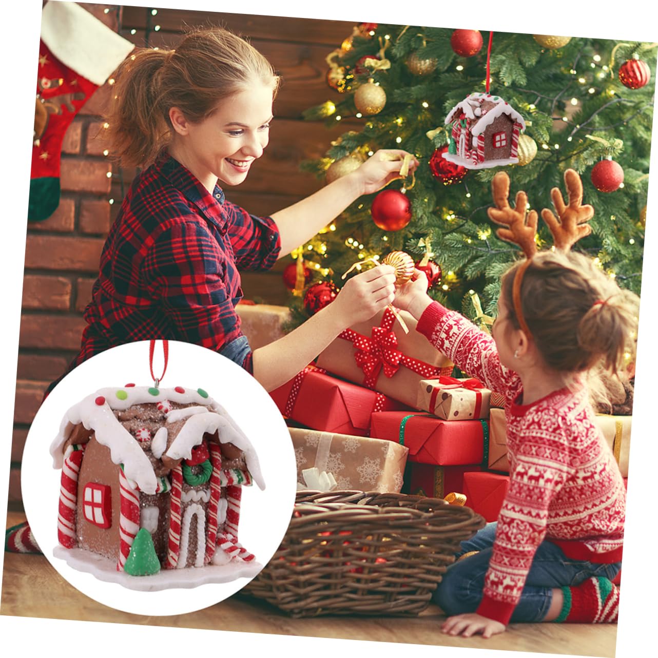 ORFOFE 4piezas Adornos Colgantes De Casa De Jengibre para Decoración De Árbol De Navidad y Fiesta Accesorios Navideños para Escritorio y Hogar