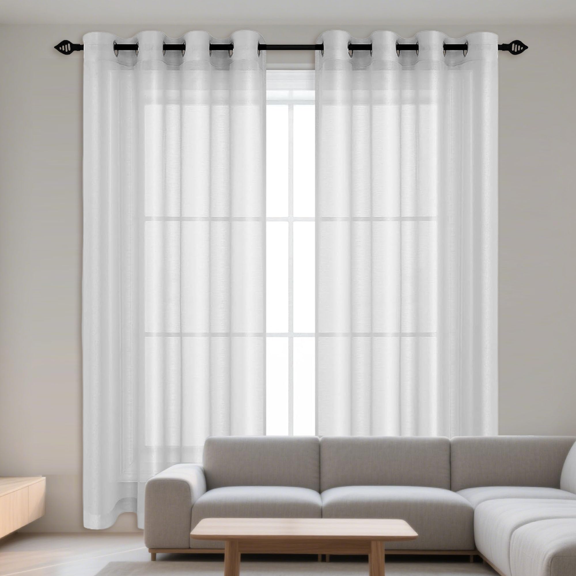 Rideaux voilages 270x180 cm transparents gris clair salon