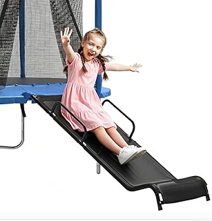 Universal Trampoline Slide 60" * 20" Slide with 2 Iron Plasticized Handles Buffer Bottom Wear-Resistant Fabric Safety Ladder for Kids and Toddle
