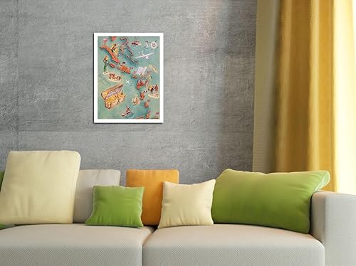 Miniatura 4 de Mapa de las Islas del Caribe - Don the Beachcomber Tiki Bar and Restaurant - Vintage Pictorial Map c.1940s - Cartel de metal vintage de 8 x 12