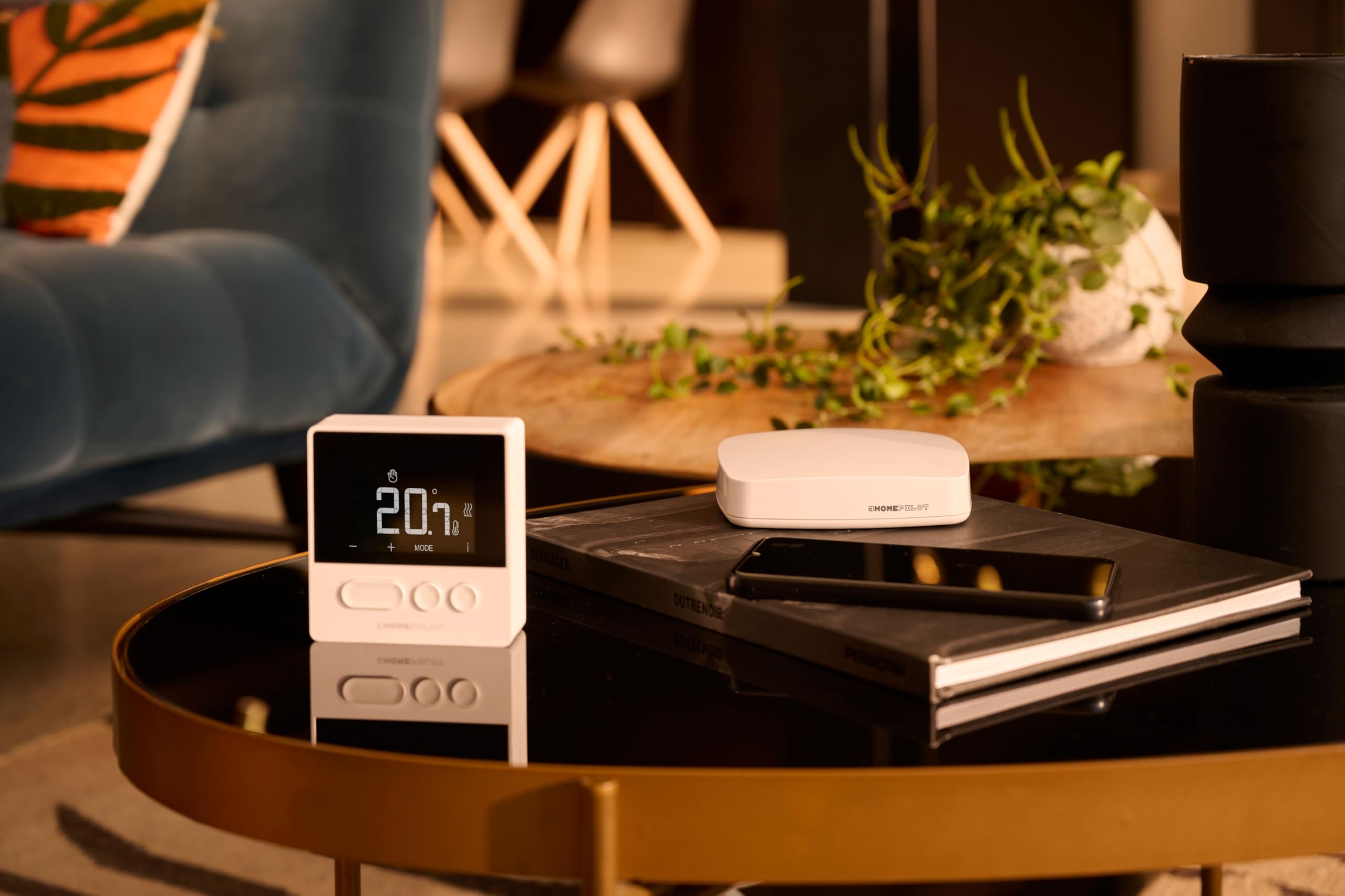 Home Pilot - Thermostat Pure smart mit Empfänger Energie sparen | Sprachsteuerung | Raumthermostat - 8130000