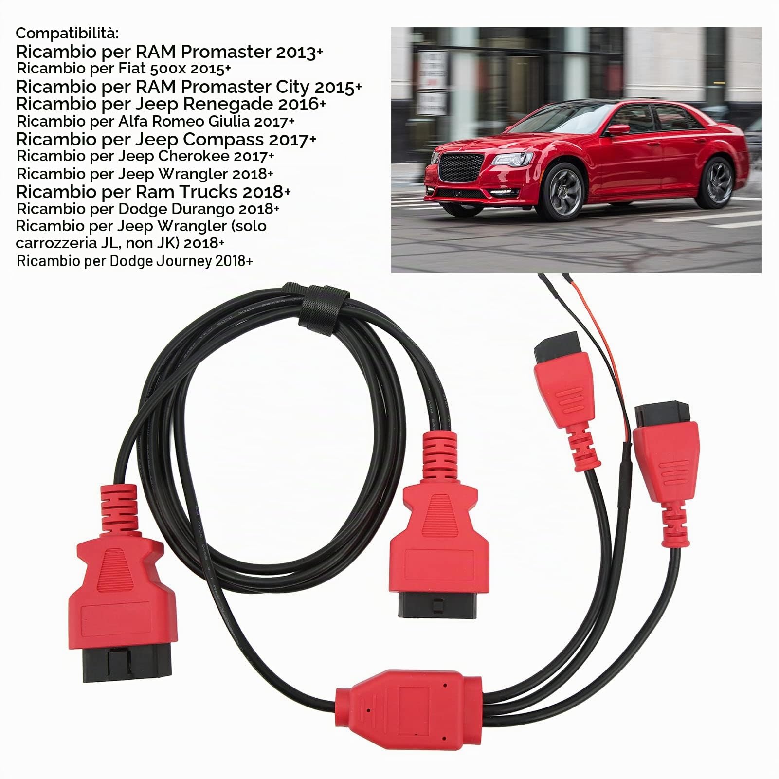 Cavo di Bypass Diagnostico Universale OBD2 con Adattatore 12 + 8 Connettore per Tutti i Veicoli FCA, Strumenti