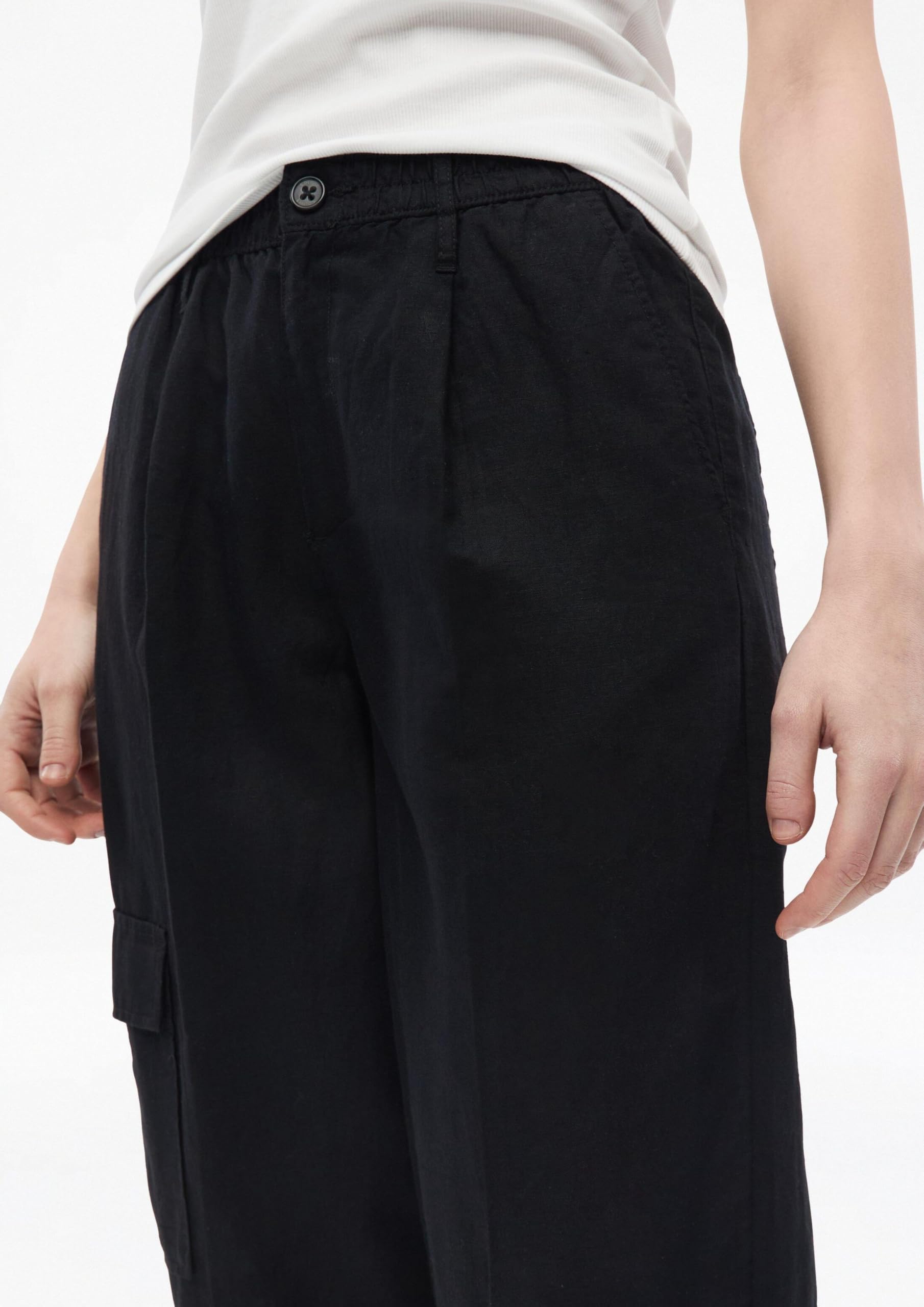 s.Oliver Damen Ankle Hose aus Leinenmix Leinenmix-Hose mit Barrel Leg