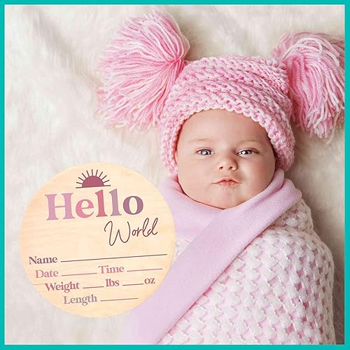 Miniatura 106 de Letrero de estadísticas de nacimiento para recién nacido, anuncio de nombre de bebé, accesorio de fotografía de Hello World Elephant Hospital