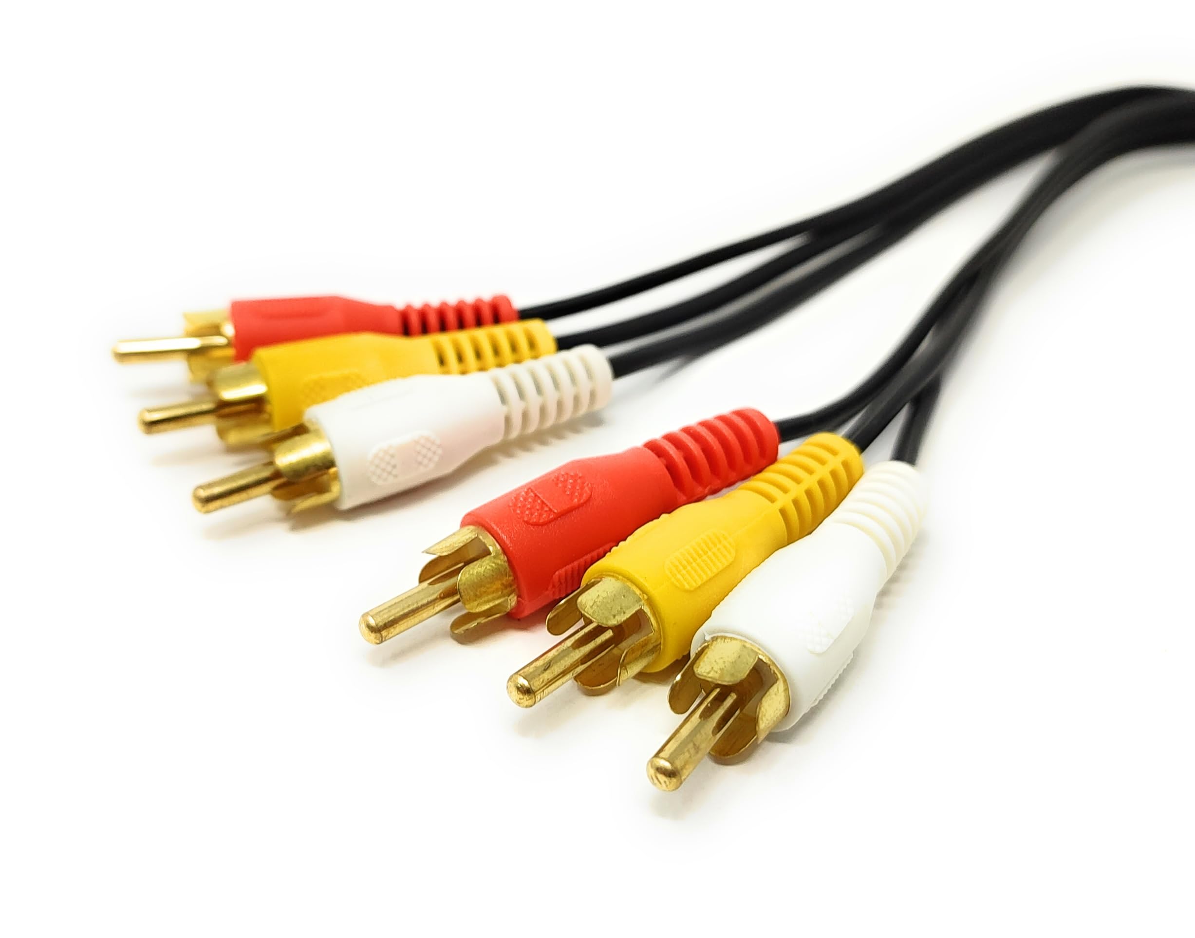 3m Triple 3 x RCA Male to 3 x RCA Male 24K Gold Plated Composite AV Audio Video Cable Compatible with Set-Top Box, Speaker - Image 2