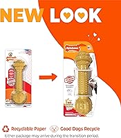 Vista 3 de Juguete mordedor para perros Nylabone, sabor mantequilla de maní., Barbell, L