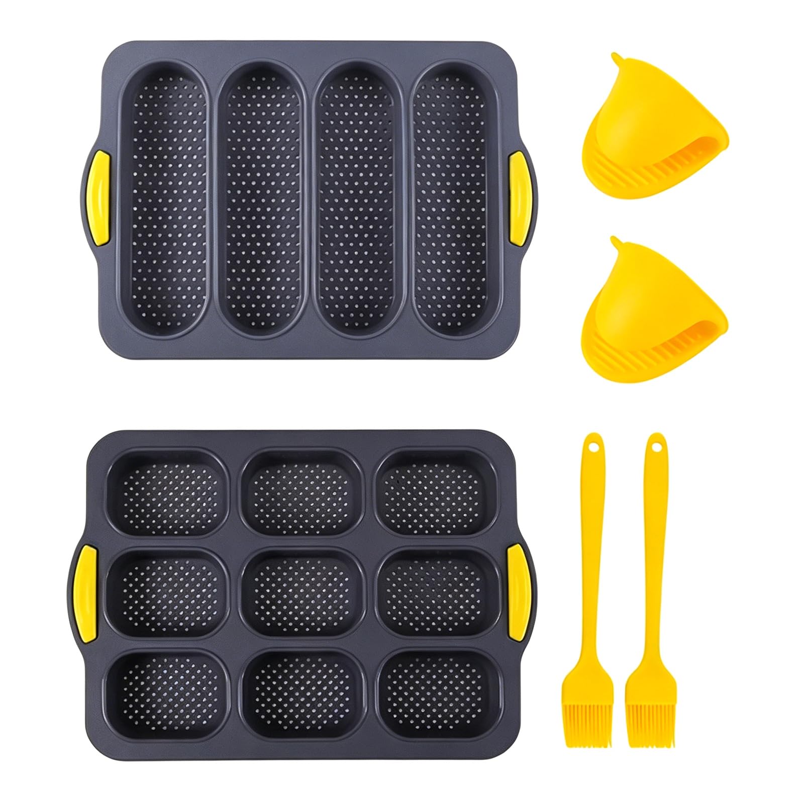 Qusinfc Food Grades Silicone French Bread Maker Set with Even Heat Distribution Nonstick Loafs Pan for Perfect Baking Result Baking Equipment Set