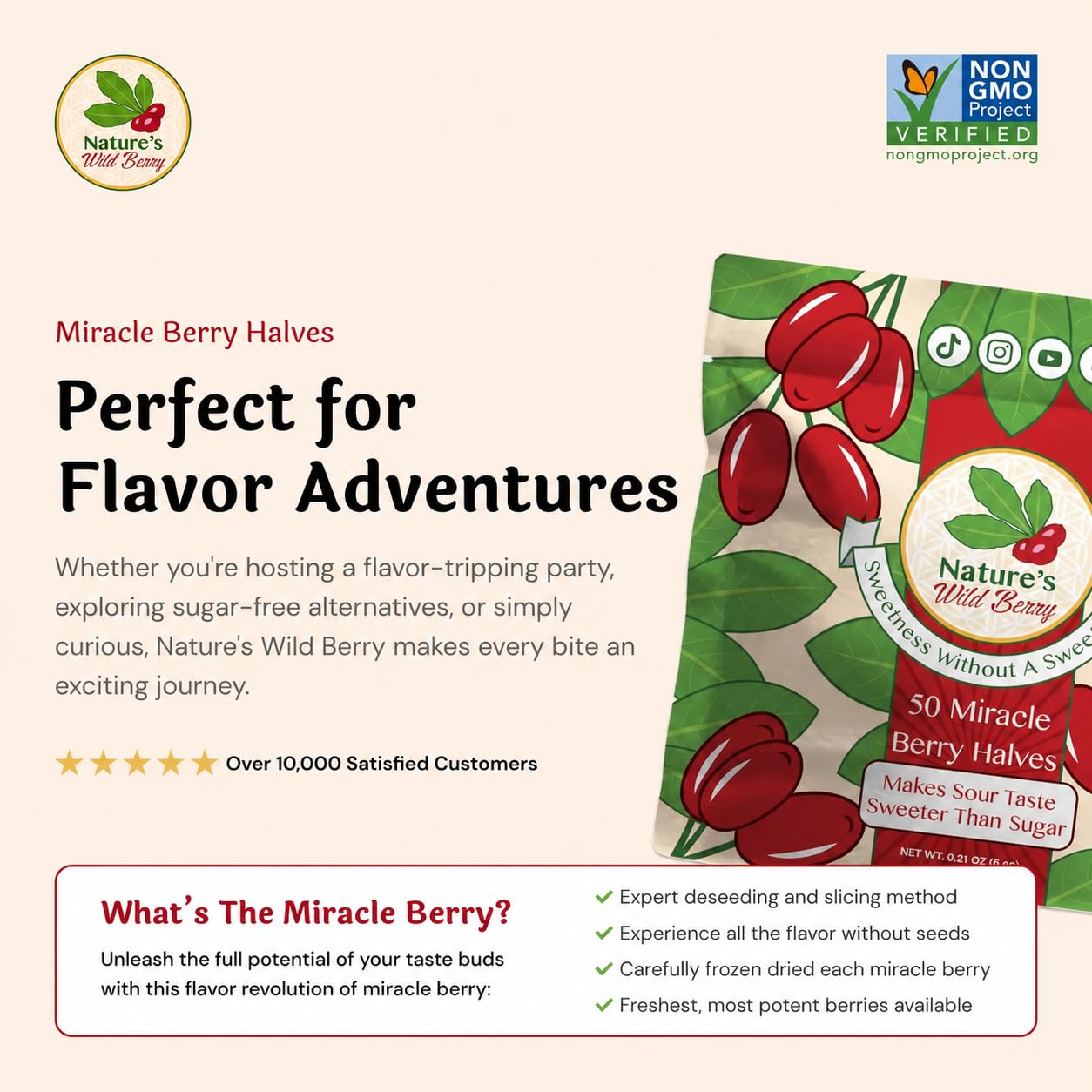 50 Miracle Berry Halves As Seen On Tiktok, 7g Premium Ledidi Fruit