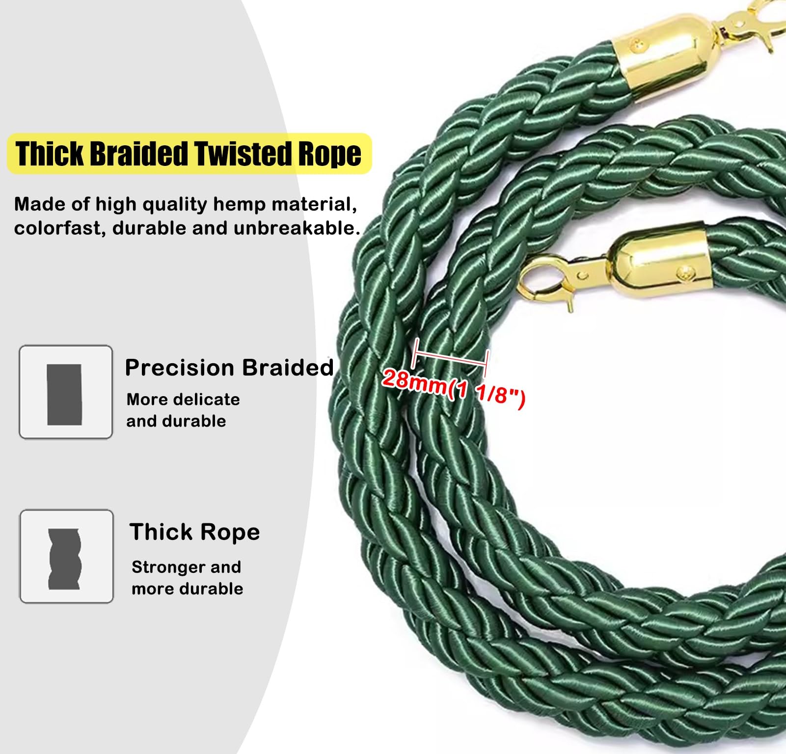Confezione Da 2 Corde Di Controllo Folla - Canapa Intrecciata, Lunghezza Regolabile 0.6-4 M, Con Ganci