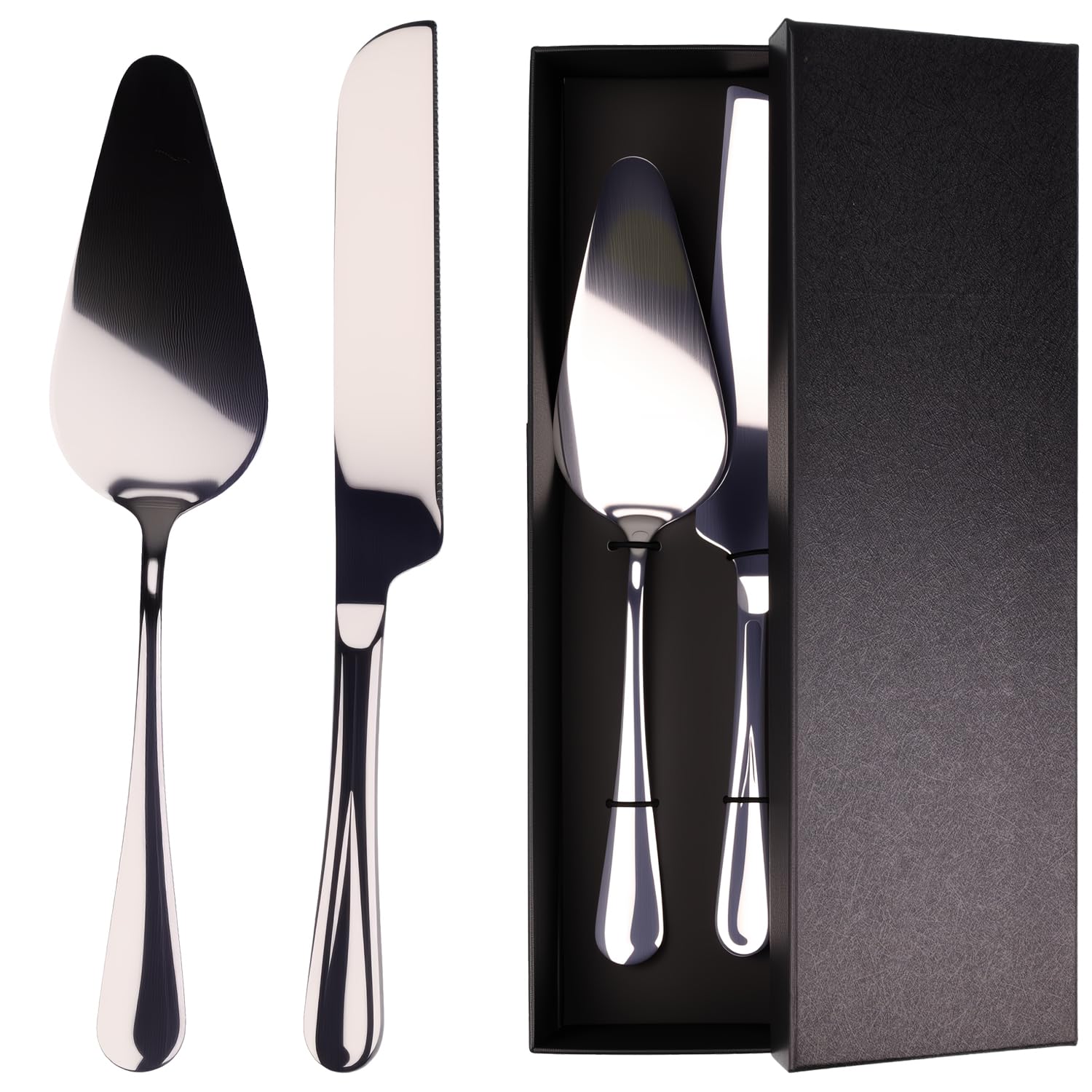 Stainless Steel Cake Knife & Server Set - Gift Box -1
