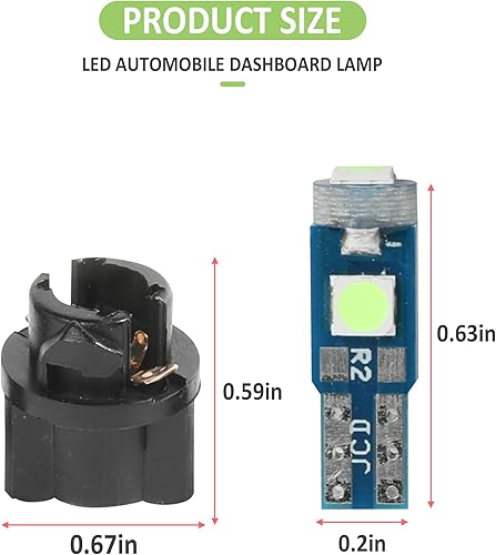 Miniatura 2 de 20 bombillas LED T5, luces de tablero súper brillante, luces LED para tablero con enchufe de bloqueo giratorio, accesorios de automóvil 3030-3SMD