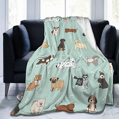 Perinsto Manta de forro polar con diseño de animales para todas las estaciones, ultra suave, cálida y acogedora para todas las estaciones, para