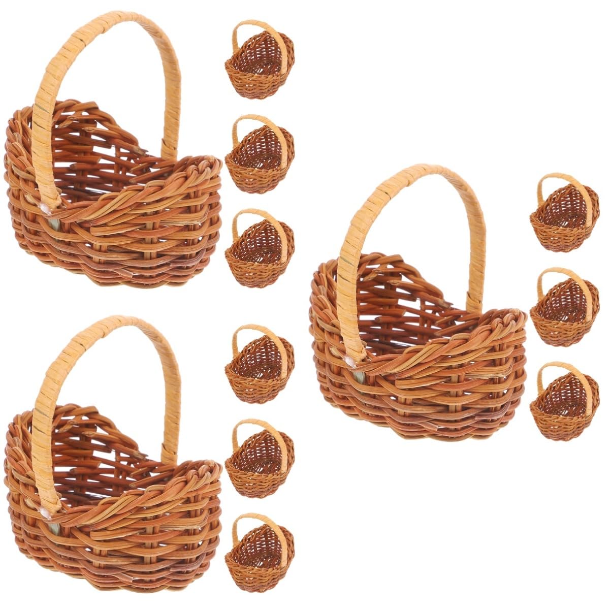 Lot De 12 Mini Paniers Tressés Miniatures – 7,5 Cm – Pour Maison De Poupée, Décoration, Mariage, Bureau, Pique-nique – Accessoire Déco