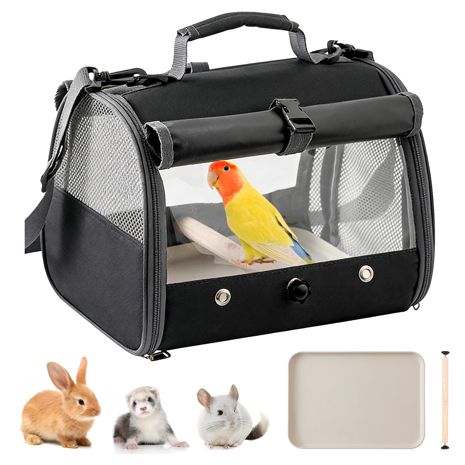 Sac de transport pour perroquets, cochons d'Inde avec siège debout et plateau, boîte de transport pour lapin, sac de voyage pour cochon d'Inde, sac de transport pour oiseaux, sac de transport pour