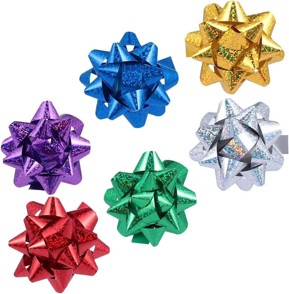 50Pcs Mini Christmas Gift Bows - 1" Metallic Star Self-Adhesive Wrapping Accents, Vibrant All-Occasion Bows for Presents/Crafts/Party Decor, Holiday and Valentine's Day Essentials (Mixed Colors) - Image 3