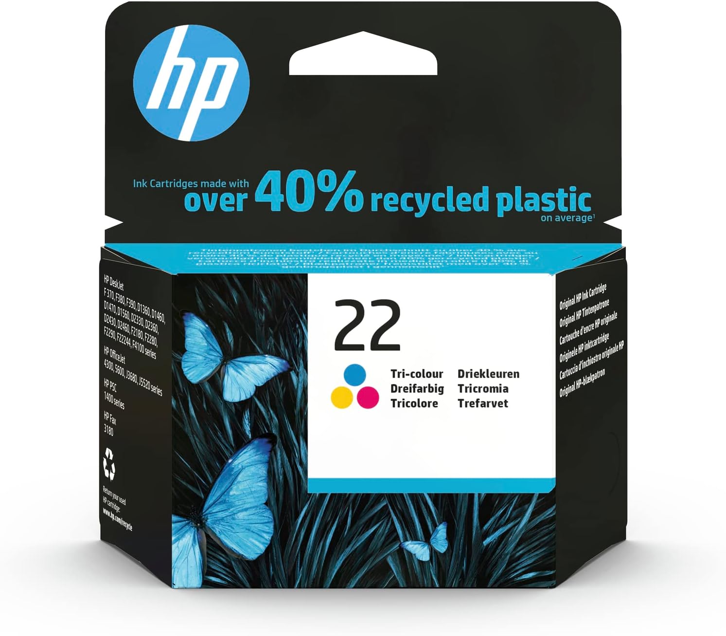 HP C9352AE 22 Original Ink Cartridge, Tri-color, Single Pack