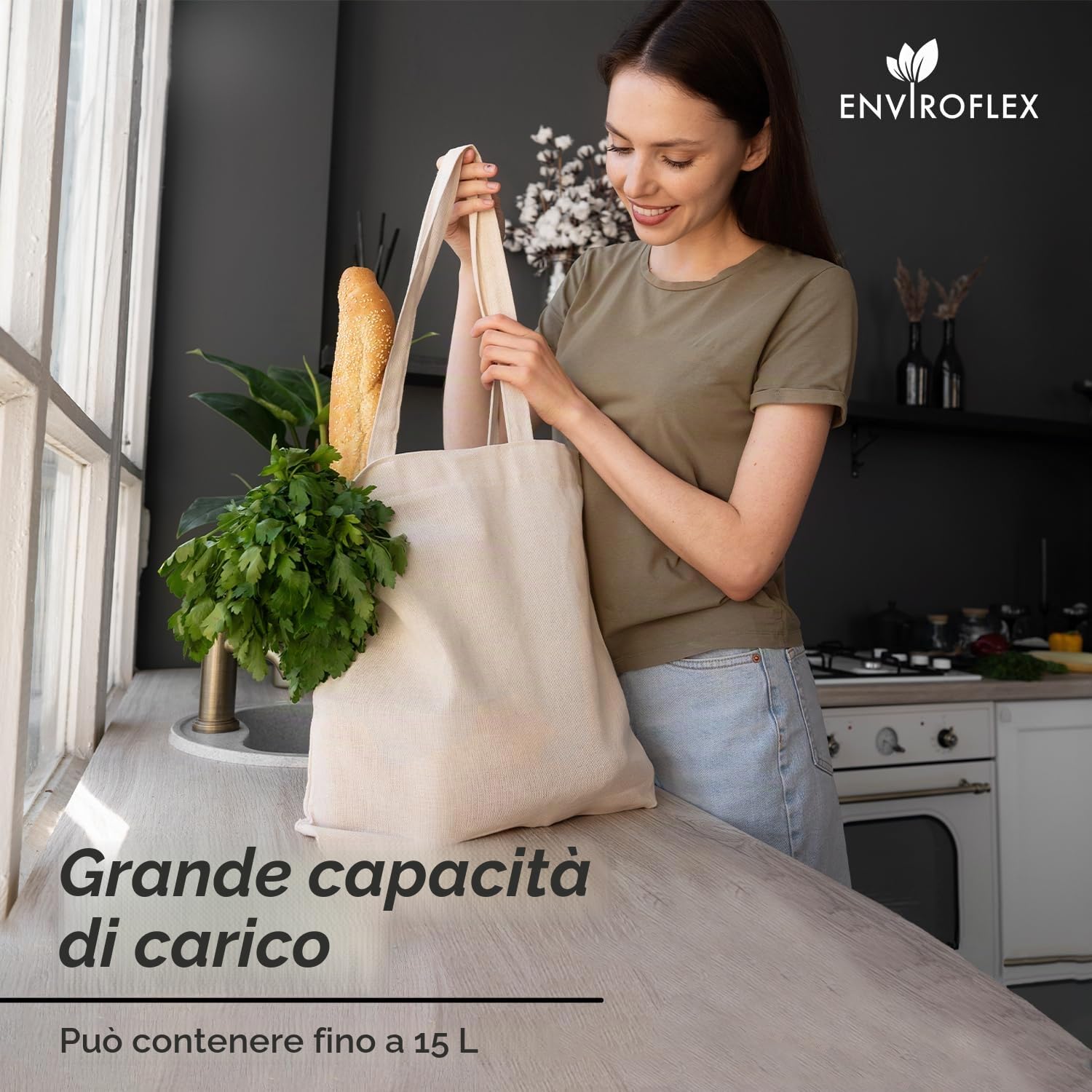 38 x 42 cm Confezione 5 | 10 | 25 | 50 | 100 | 250, Borse in tessuto la spesa Tote bag realizzate in cotone naturale al 100%, iuta, riutilizzabili ecologici con manici lunghi