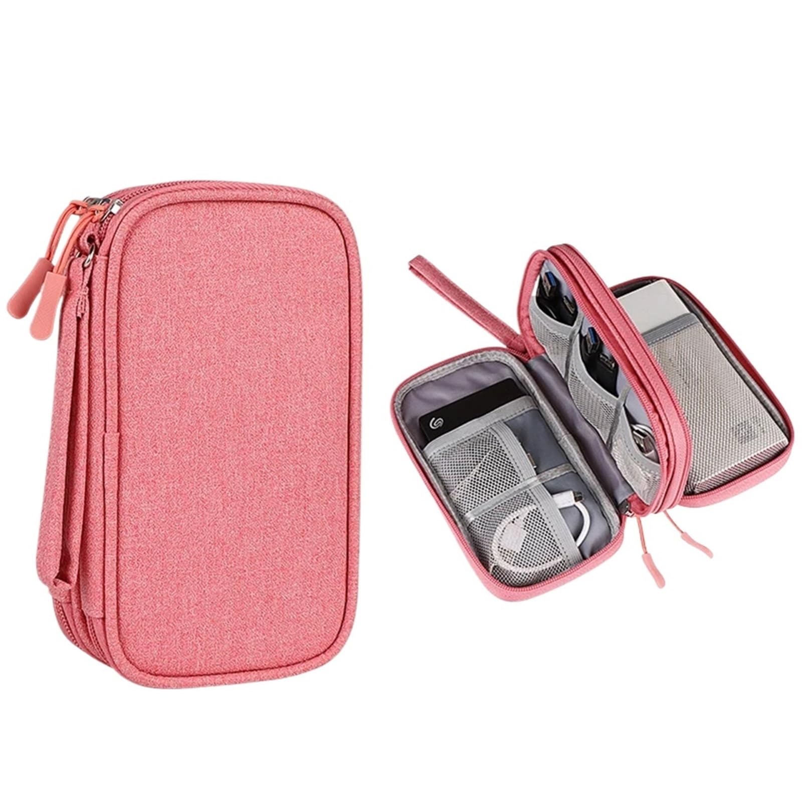 Sac De Câble Lot de 2 Pochettes de Rangement numériques Portables, Sac de Voyage for câbles, Chargeur, données, USB, Organisateur, Accessoires électroniques étanches(Color 4)