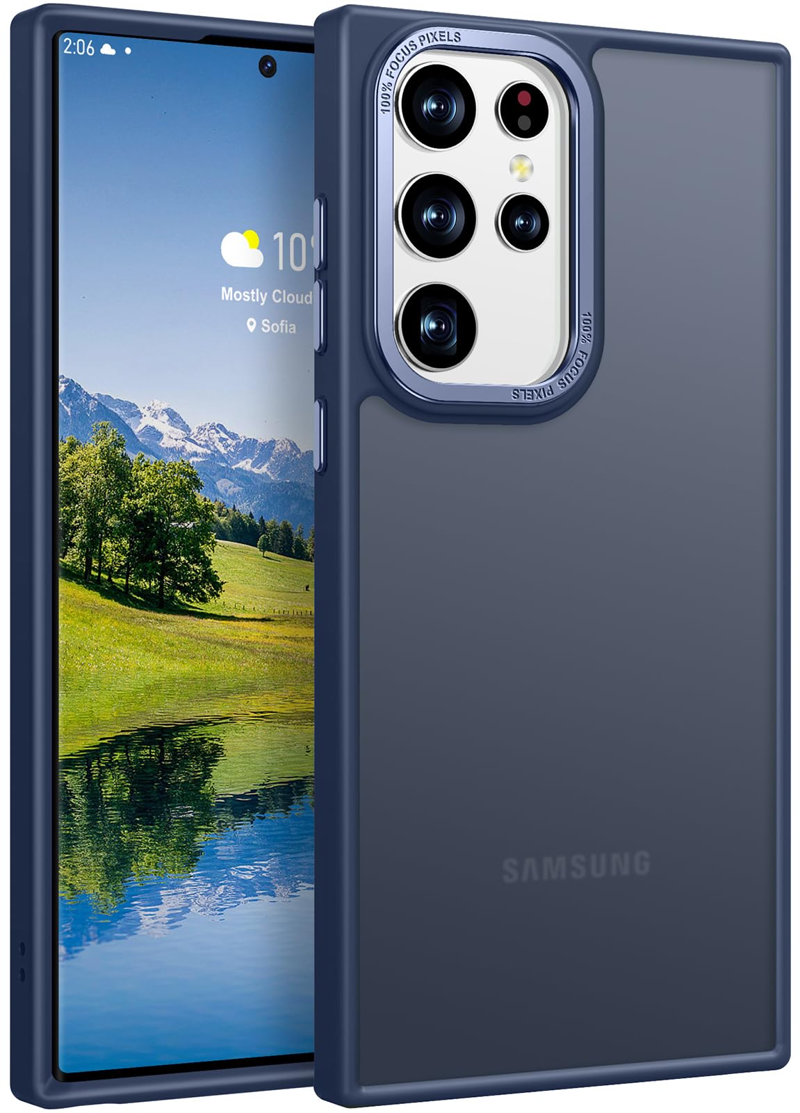 Rayboen for Samsung Galaxy S22 Ultra Case, Translucent Frosted Hard Back Silicone Edge Skin Feel Anti-Scratch Protective Slim Phone Cover for Samsung