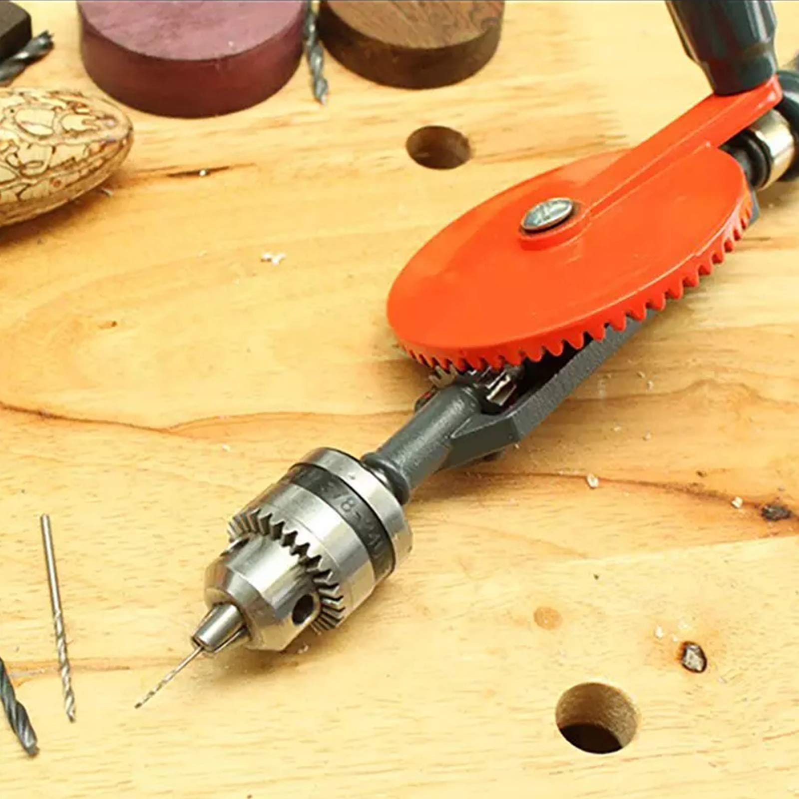 Taladro Manual De Manivela Doble Engranaje Portátil Taladro De Manivela, 1/4 Pulgada (0.6-6Mm) DIY Taladro De Carpintería Suministros De Enseñanza Herramientas A Mano