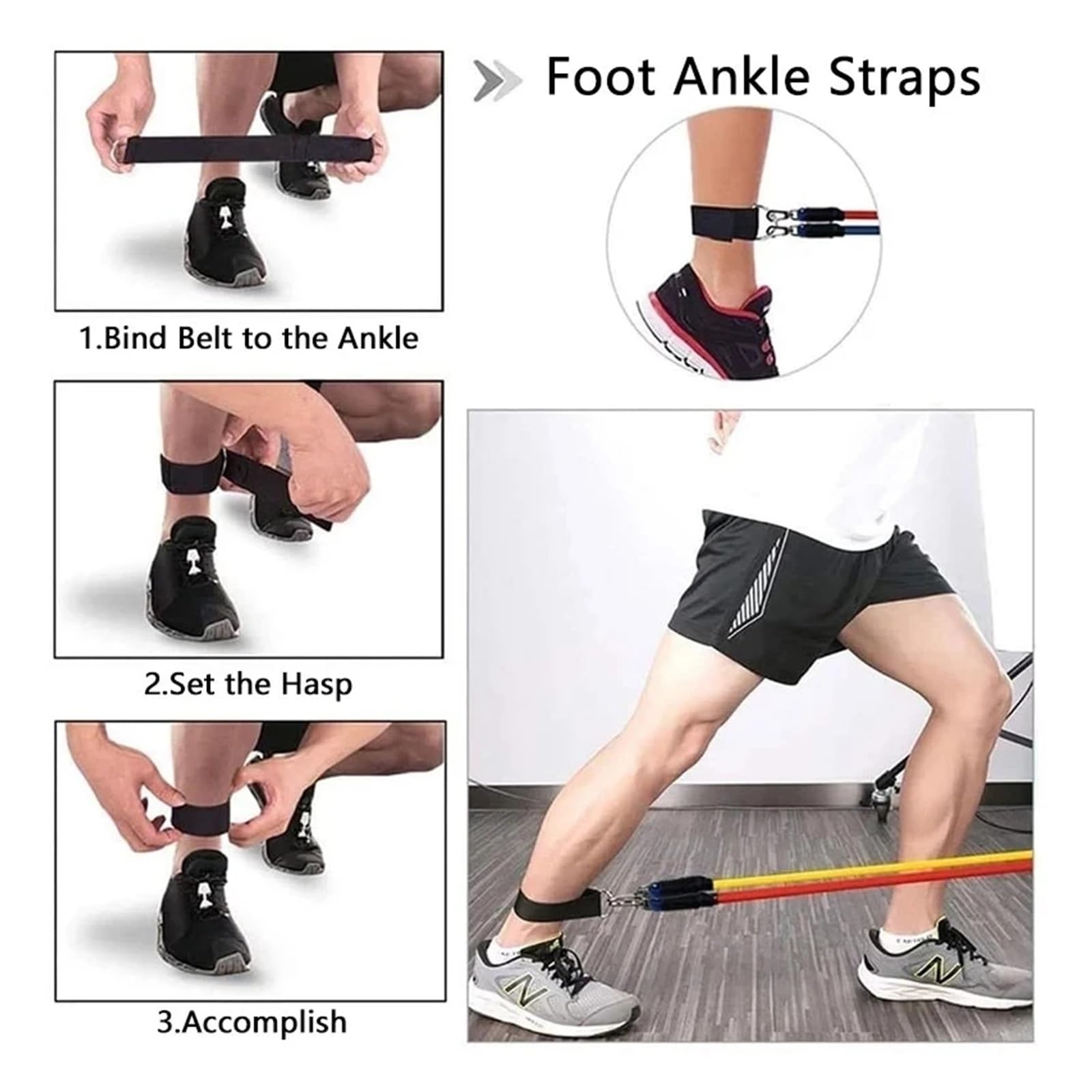 11-teiliges Fitness-Widerstandsband-Set mit Türanker, Knöchelriemen, gepolsterten Handeln und Tragetasche, Trainingsbänder für Heimtraining, Physikalische Therapie, Muskeltoning