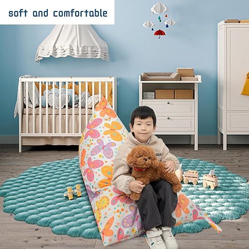 Miniatura 23 de LOLOMLO Funda para puf de almacenamiento de animales de peluche, 52 x 31 pulgadas, puf extra grande con cremallera YKK, sofá para asiento sentado