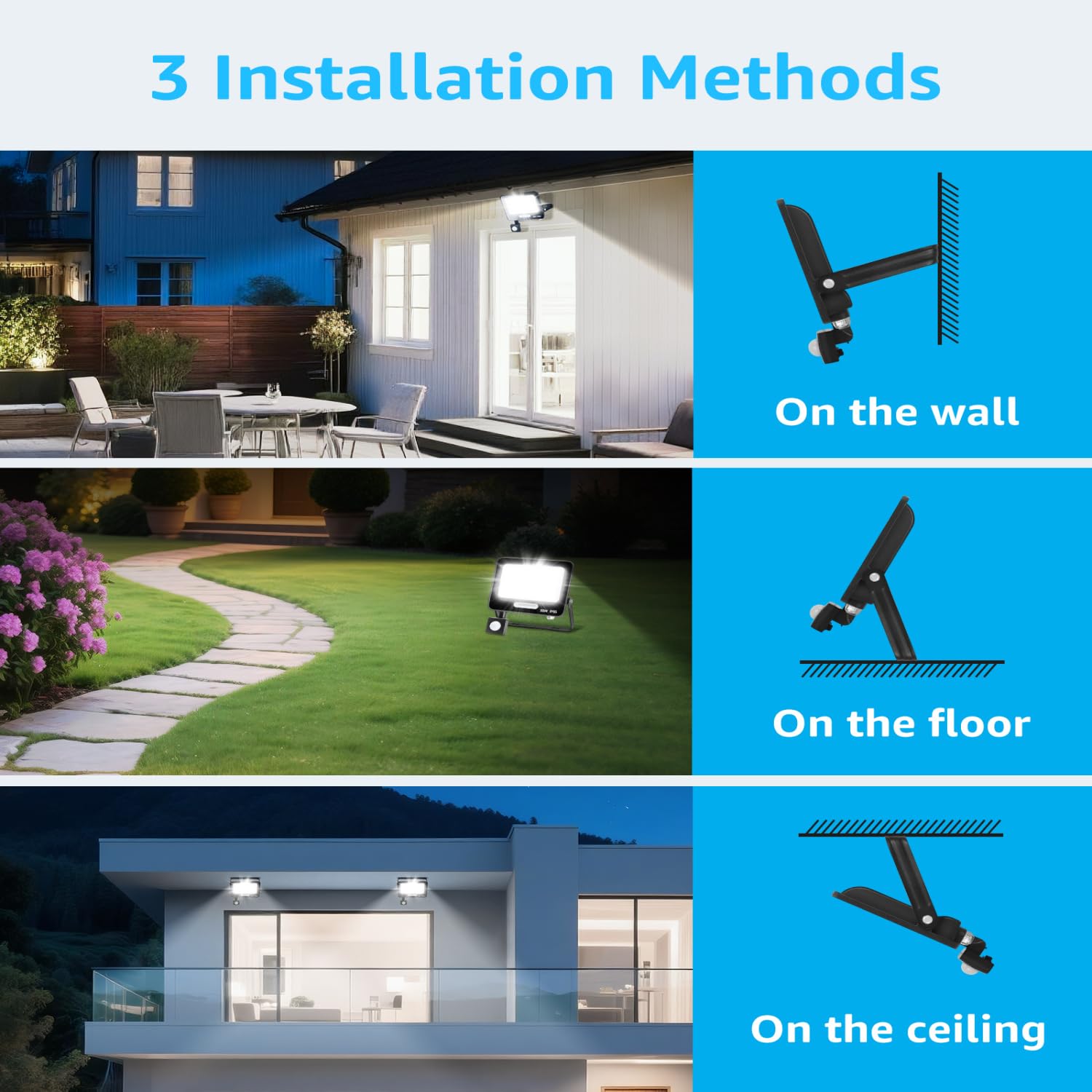 Aigostar- 50W Foco LED con Sensor Movimiento, Super Brillo Focos Exterior, 4600LM, Blanco Frío 6500K, IP65 Impermeable, Proyector LED Exterior, Perfectas para Jardín, Garaje, Patio, Paquete de 8