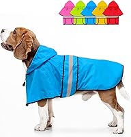 Vista 9 de Chaqueta impermeable para perros - Chaqueta de lluvia reflectante para perros con capucha, ligera, para mascotas, para perros (Grande, Rosa)
