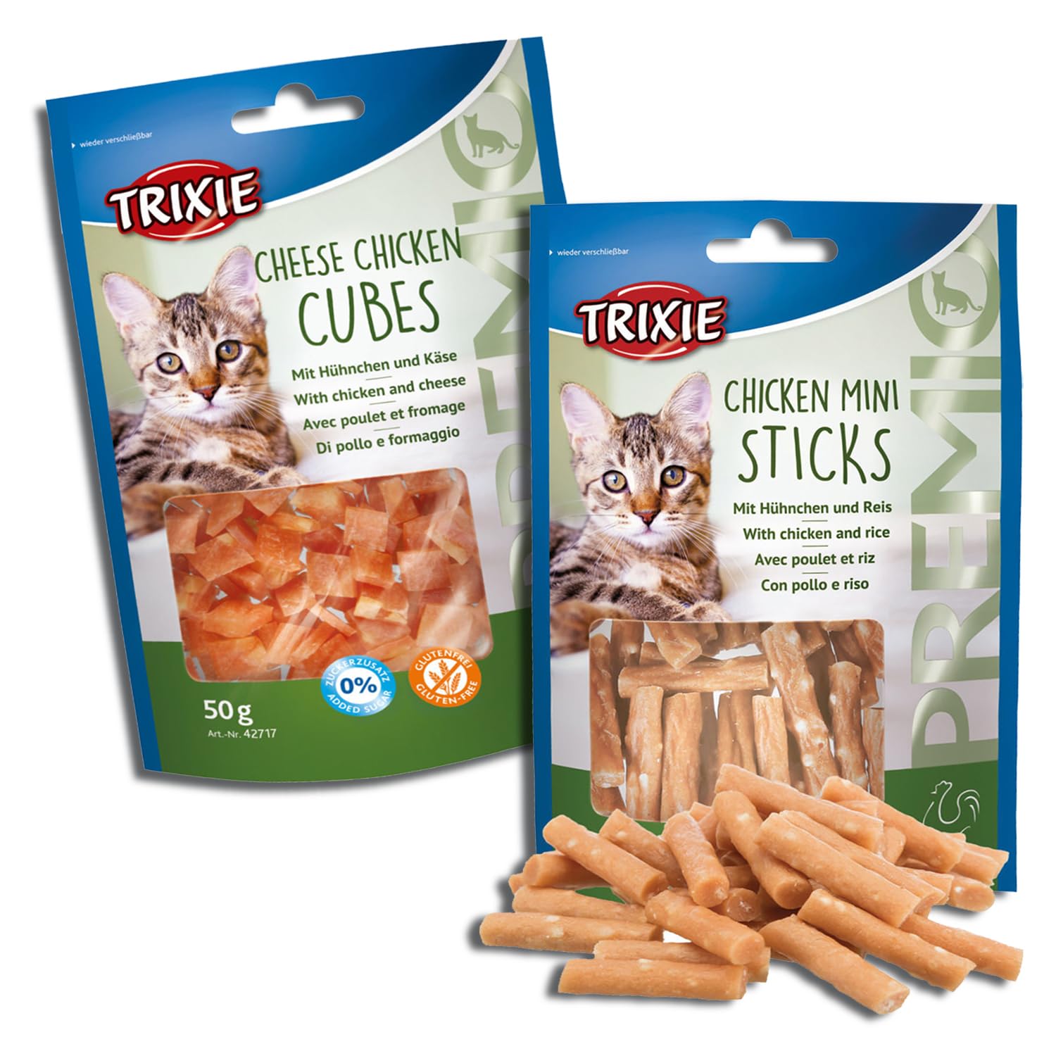 Trixie Cat Treat Combo of Premio Cheese Chicken Cubes and Premio Chicken Mini Sticks, Nutrient Rich Treats for Cats, Suitable for All Breeds – (Pack of 2) (B0CZ91F78R) Amazon Price History, Amazon Price Tracker