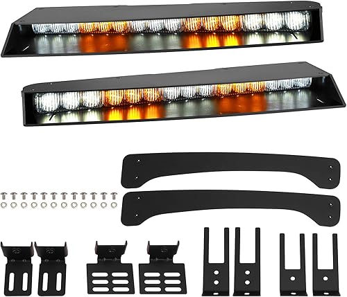 Miniatura 9 de ASPL Barra de luces para visera de 2 a 15 luces LED, 29 patrones de flash, interior superior, montaje dividido, advertencia de peligro de