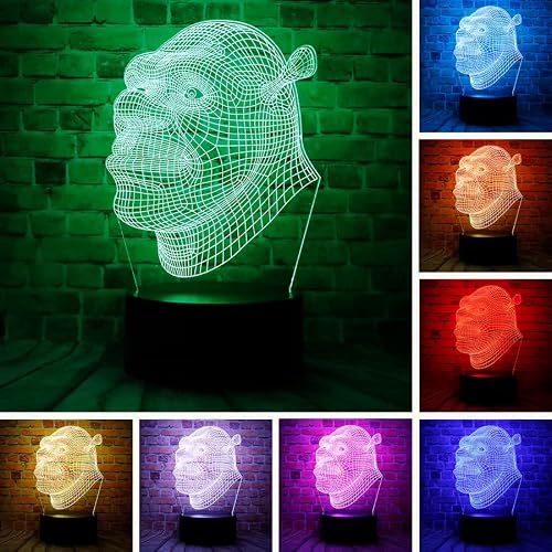 Sealinnayi Cartoon Shrek Forever After Anime Character Figure 3D Led Optical Illusion Decor Table Lamp 7 Colors Remote Control Sleep Night Light Easter Xmas Birthday Gifts For Kids #TOP15