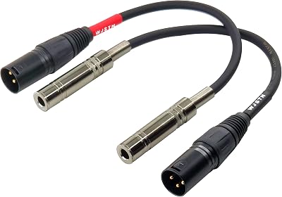Suanqi XLR Male to 1/4 inch TRS Female Adapter Cable, 6 inch, 2 Pack (XLR Male to TRS Female)